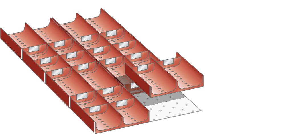 Kit Godets 18x36E (LxPxFH) 306x612x50mm