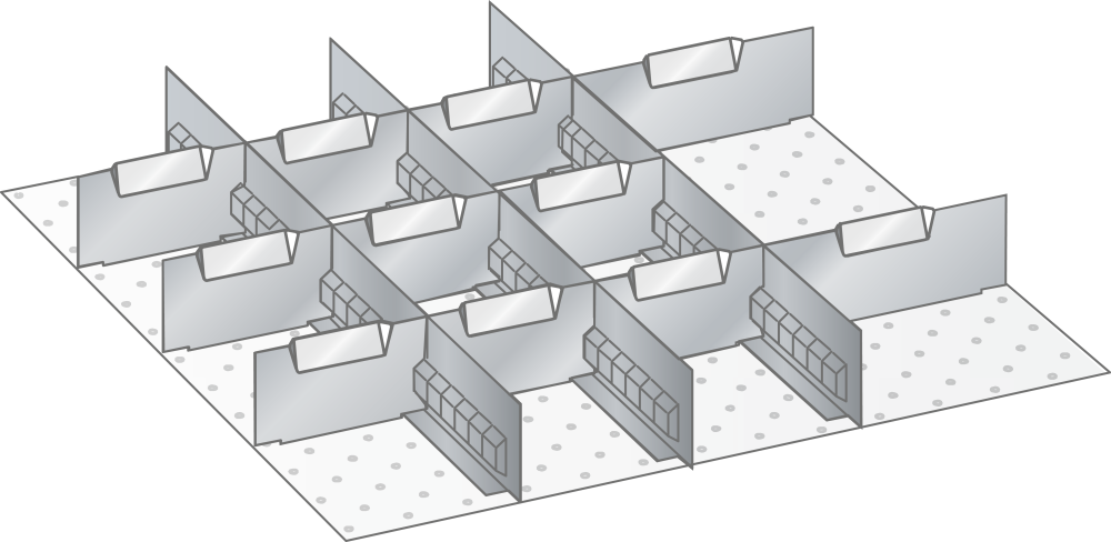 Set Schlitzw&auml;nde und Trennbleche 27x27E (BxTxFH) 459x459x50mm