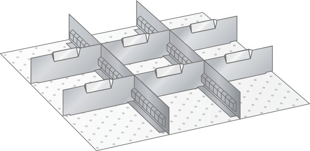 Set Schlitzw&auml;nde und Trennbleche 27x27E (BxTxFH) 459x459x50mm
