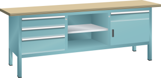 Image 1: Compact workbench (WxDxH) 2000x700x840mm Multiplex KEY Lock R5018