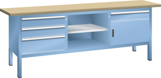 Image 1: Compact workbench (WxDxH) 2000x700x840mm Multiplex KEY Lock R5015