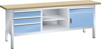 Image 1: Compact workbench (WxDxH) 2000x700x840mm Multiplex KEY Lock R7035/R5012