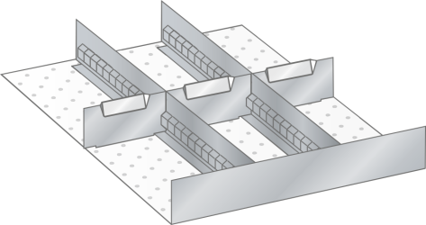 Set Slotted partitions and Metal dividers (WxDxFH) 357x459x95mm