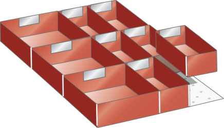 Set Plastic boxes (WxDxFH) 357x459x95mm