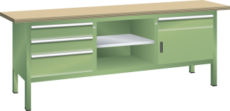 Image 1: Compact workbench (WxDxH) 2000x700x840mm Multiplex KEY Lock R6011
